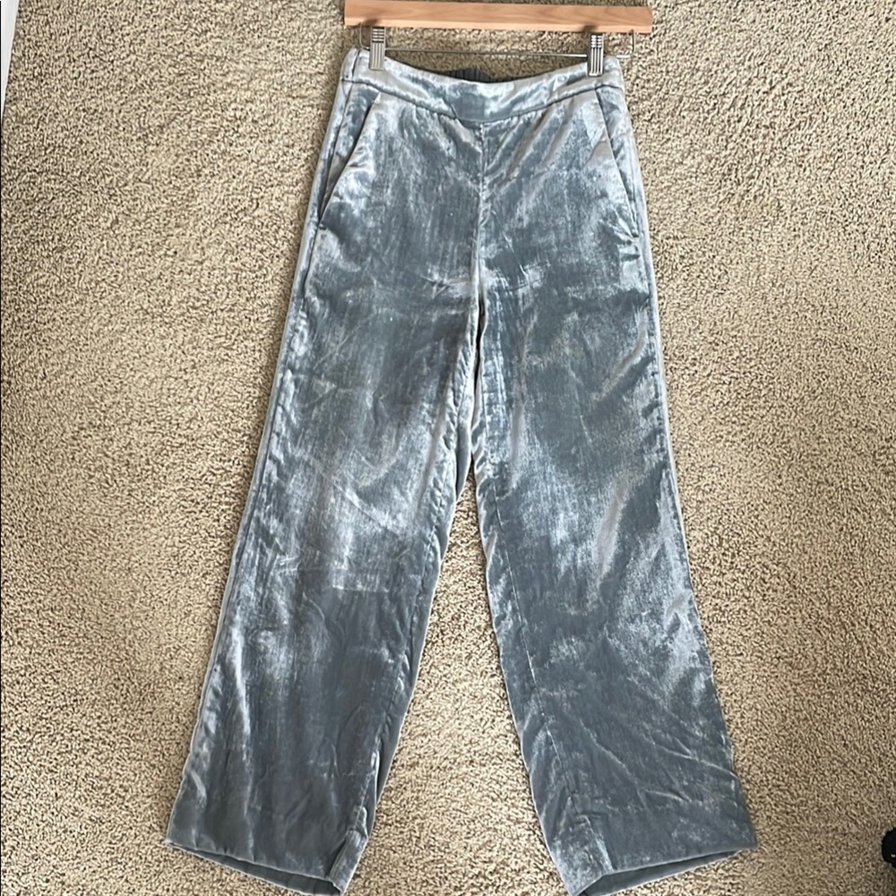 Blue Gray Velvet Pants. J Crew. Size 0